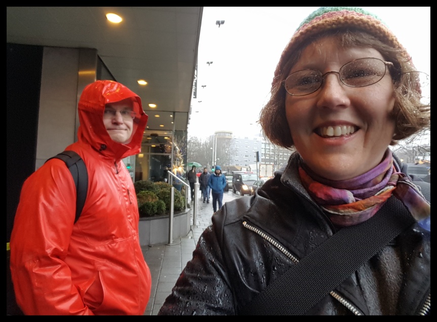 Wet selfie of Andreas and the Author in Amsterdam. Photo by Dragonfly Leathrum